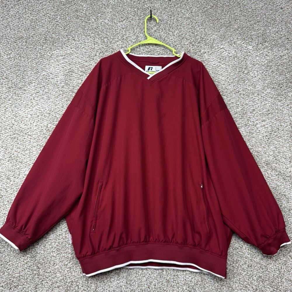 Vintage 90s Russell Athletic Team Issue Pullover Windbreaker Jacket Mens XXL Red